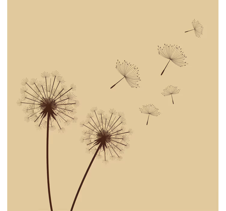 Beige wall mural dandelion art with vintage style - TenStickers