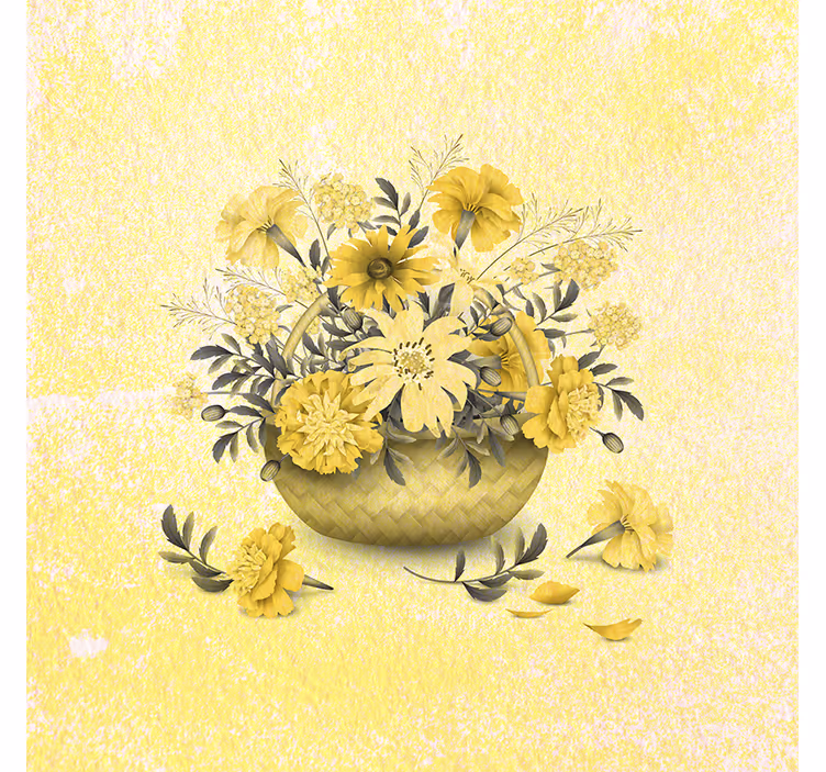 Yellow wall mural with beautiful yellow flowers - TenStickers