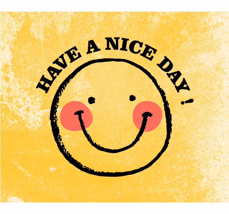 Yellow wall mural with a cheerful smiley face design - TenStickers