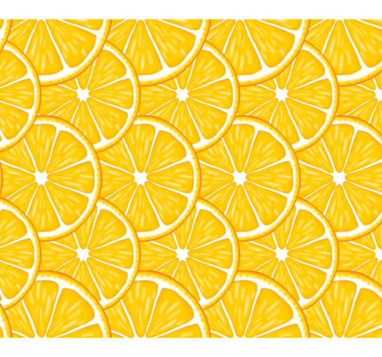 Yellow wall mural with orange design - TenStickers