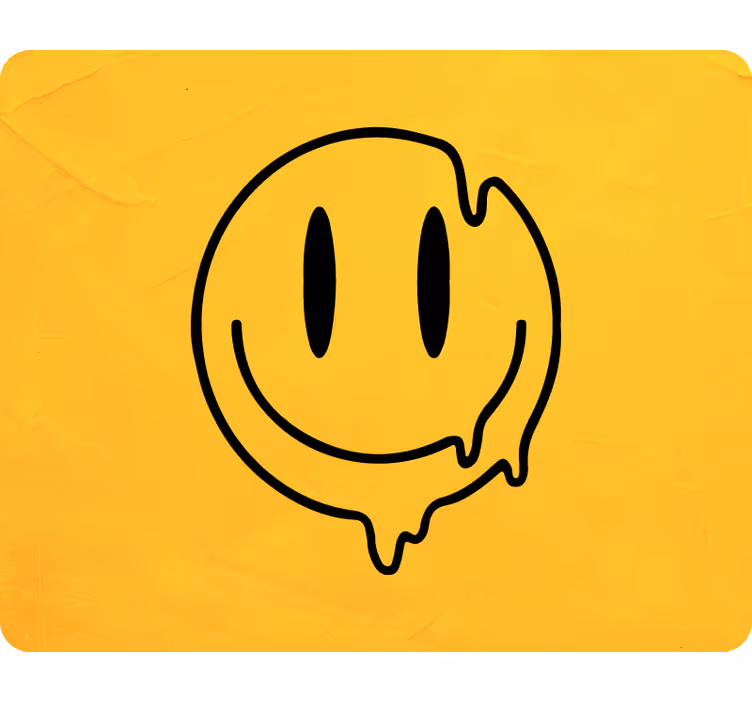 Yellow wall mural with liquid smiley icon - TenStickers