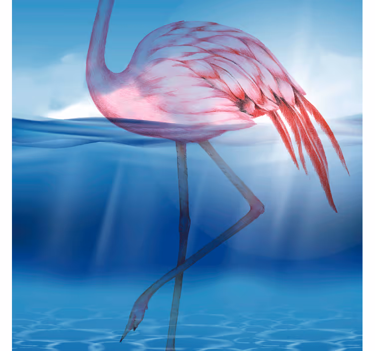 Wall mural blue underwater flamingo design - TenStickers