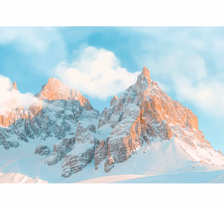 Wall mural blue thick white clouds in mountains forest - TenStickers