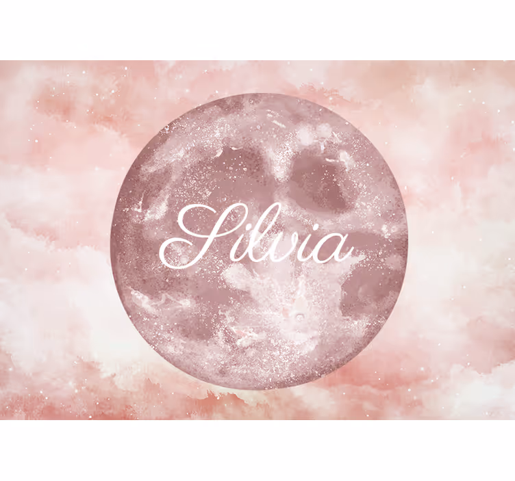 Pink wall mural moon with name design - TenStickers