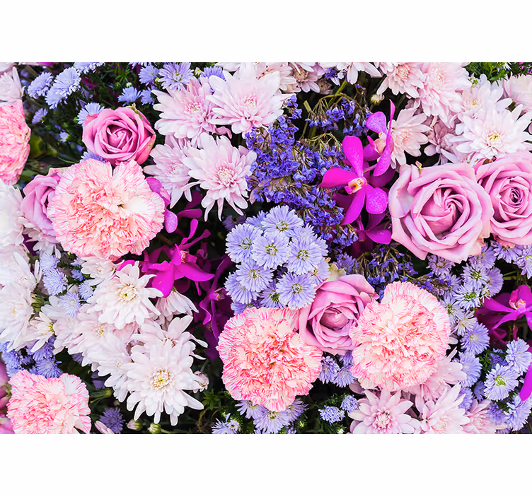 Pink wall mural with vibrant floral design - TenStickers