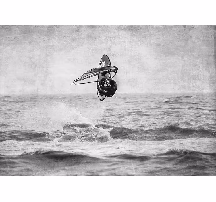 Grey wall mural windsurf black and white - TenStickers