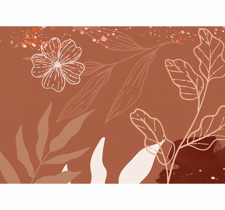 Terracotta wall mural with minimalist leaf design - TenStickers