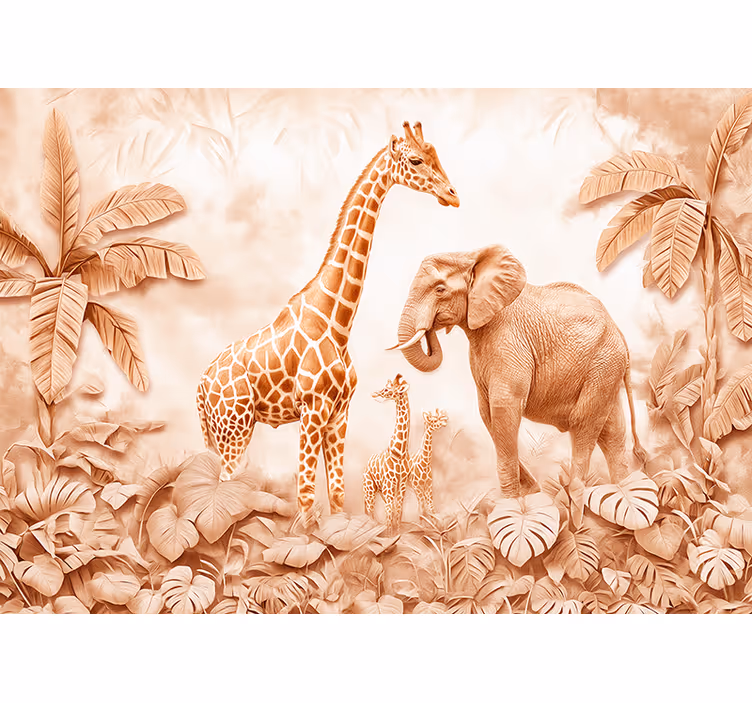 Terracotta wall mural abstract savannah art - TenStickers