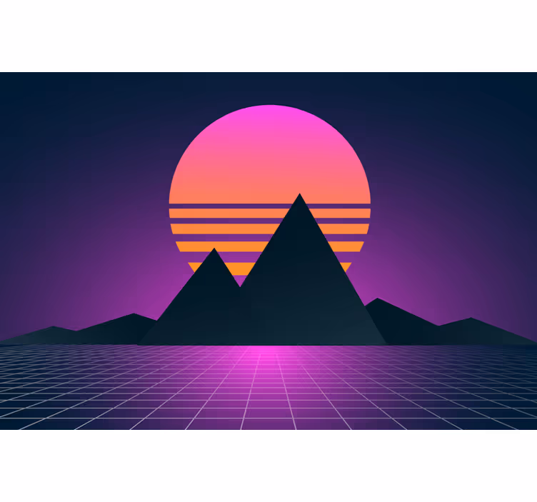 Purple wall mural vintage and retro sun design - TenStickers