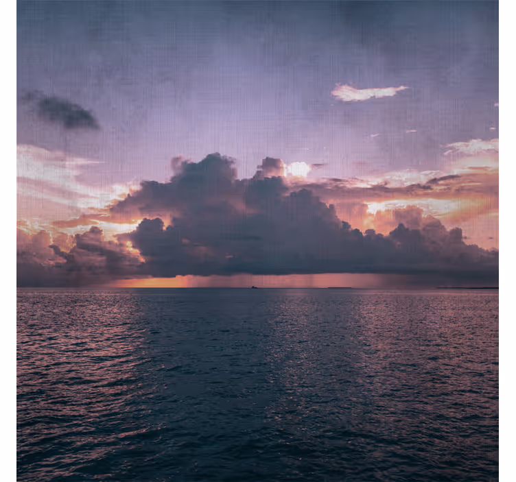 Purple wall mural with serene cloudy ocean - TenStickers