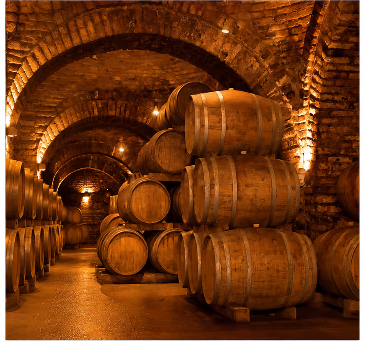 Wall mural vintage wine cellar design - TenStickers
