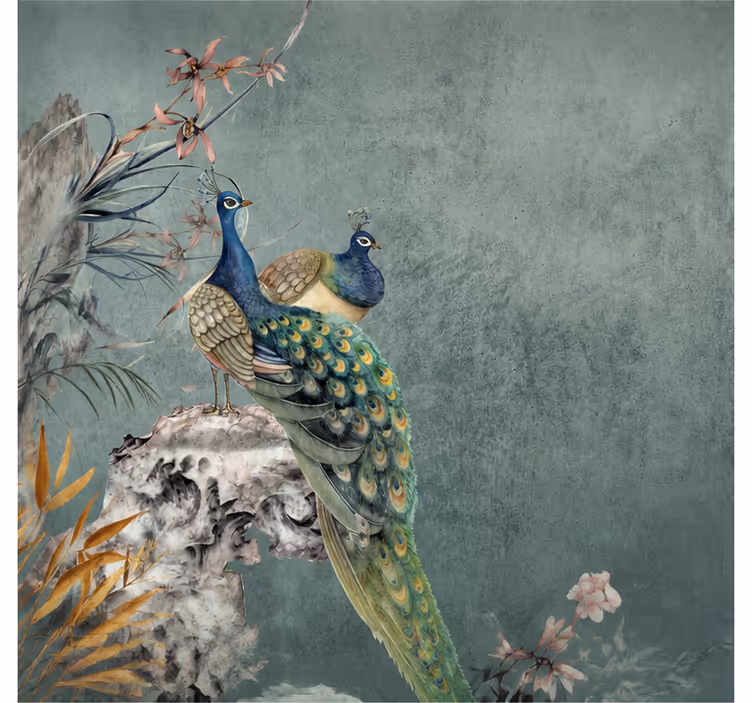 Jungle wall mural with colorful birds - TenStickers