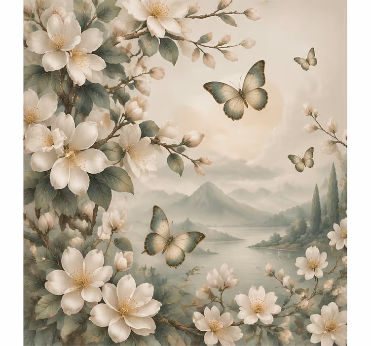 Wall mural nature butterfly decor - TenStickers