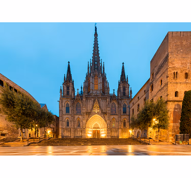 Gothic Cathedral Night barcelona wall mural - TenStickers
