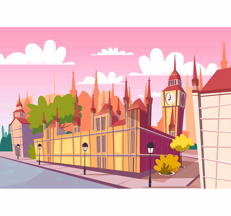 Kid's pink London Wall Mural - TenStickers