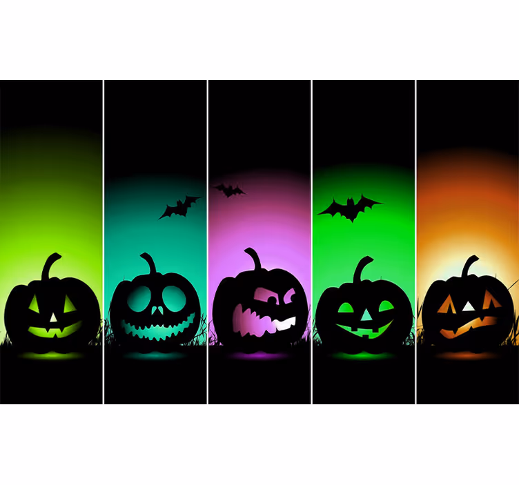 Wall mural halloween pumpkin faces - TenStickers