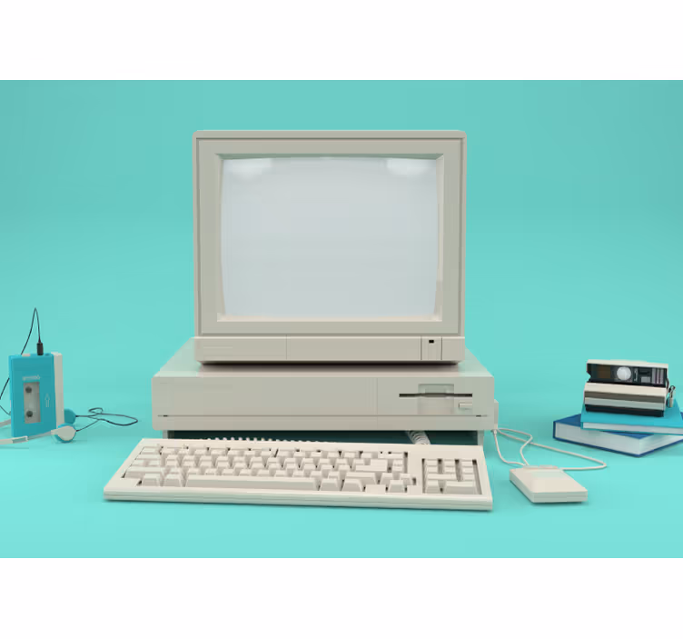 Old PC  vintage wall mural - TenStickers