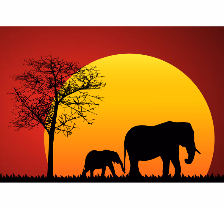 Savannah sunset africa wall mural - TenStickers