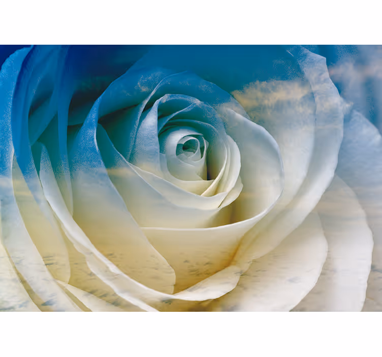 Blue and white flower living room wall mural - TenStickers