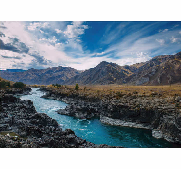River Mountain Vista landscape wall mural - TenStickers