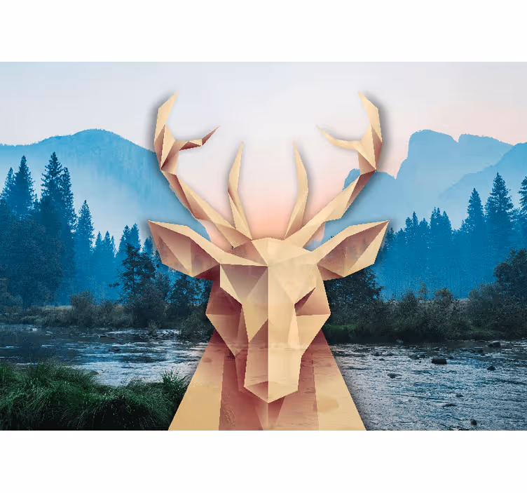 Geometric Stag Portrait animals wall mural - TenStickers
