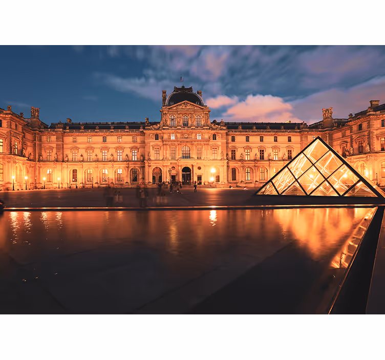 City wall mural louvre pyramid at night - TenStickers