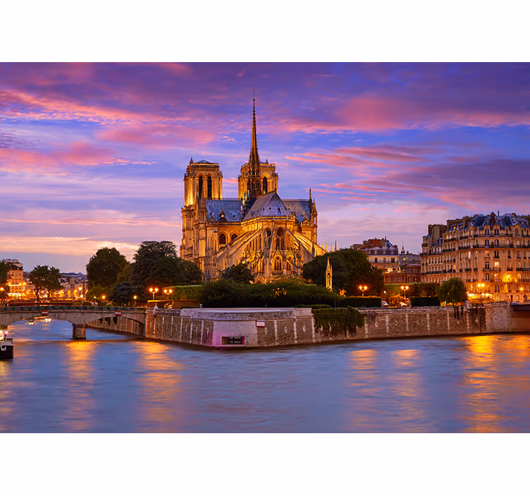 Notre Dame sunset paris wall mural - TenStickers