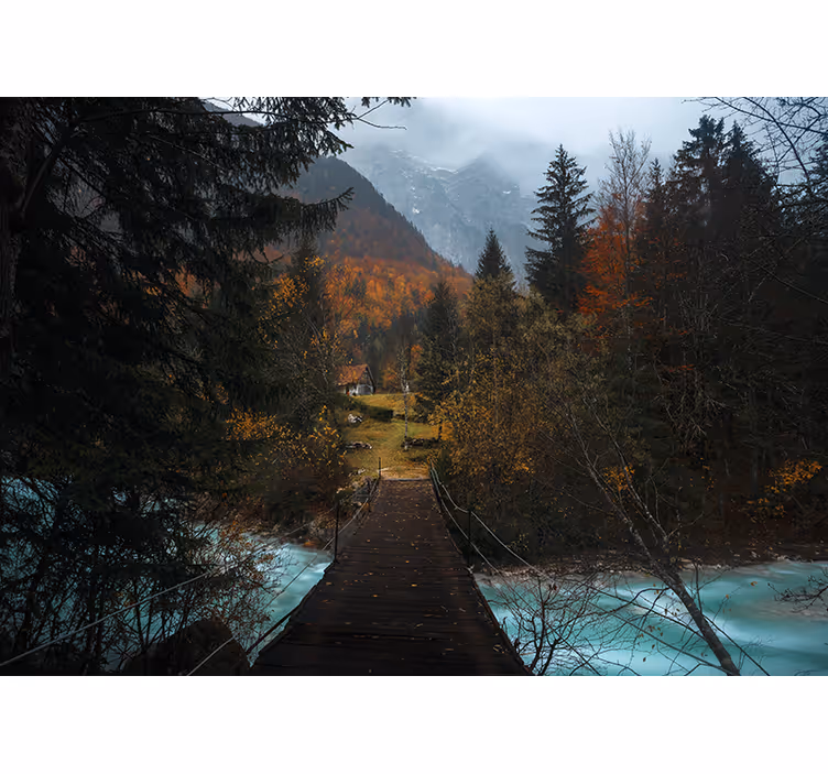 Bridge in the forest Wall Mural - TenStickers