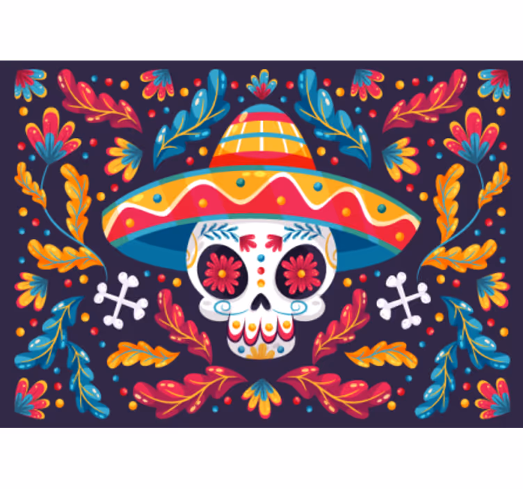 Animals wall mural colorful sugar skull design - TenStickers