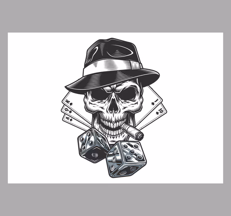 Music wall mural skull with dice - TenStickers