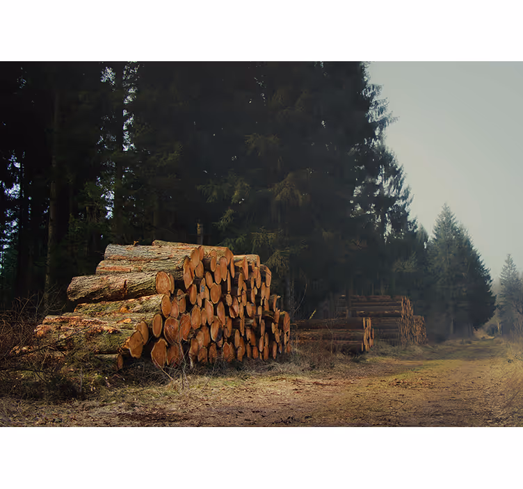 Forest logs pile Wall Mural - TenStickers
