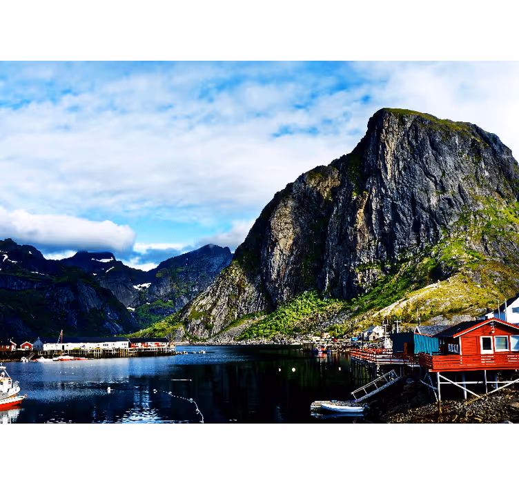 Landscape wall mural mountainous coastal view - TenStickers