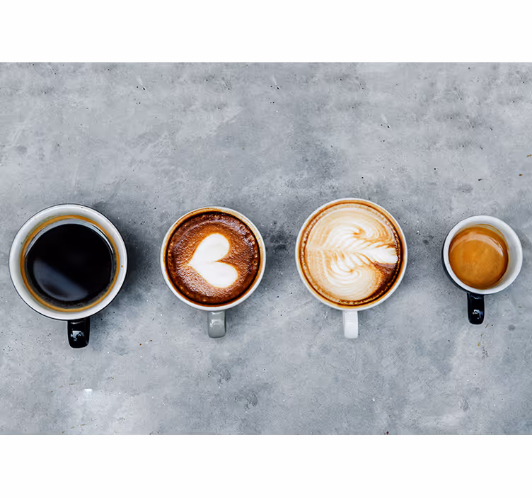 Four different coffees wall mural - TenStickers