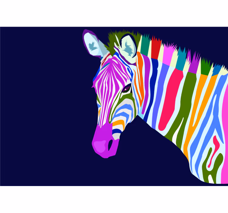 Multicolored Zebra animals wall mural - TenStickers