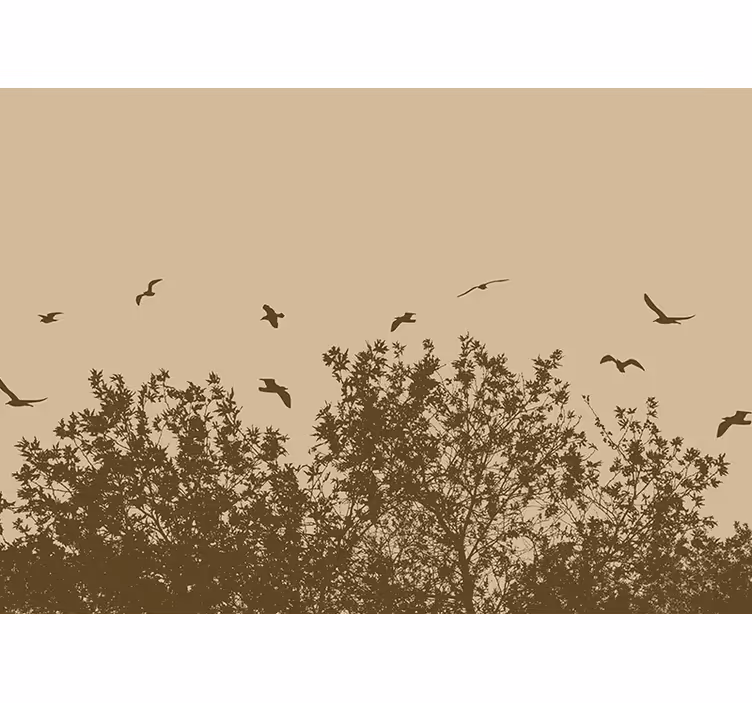 Spring flowers with birds wall mural - TenStickers