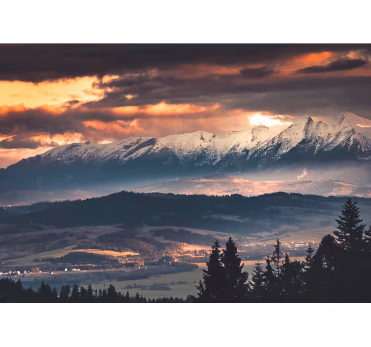 Majestic snowy peaks wall mural mountain - TenStickers