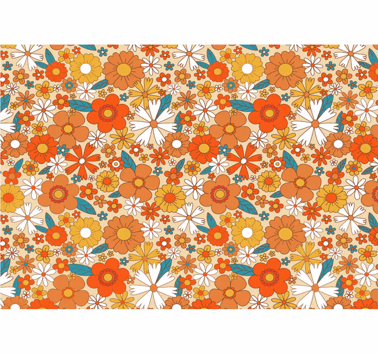 Multicolor 70's flowers vintage wall mural - TenStickers