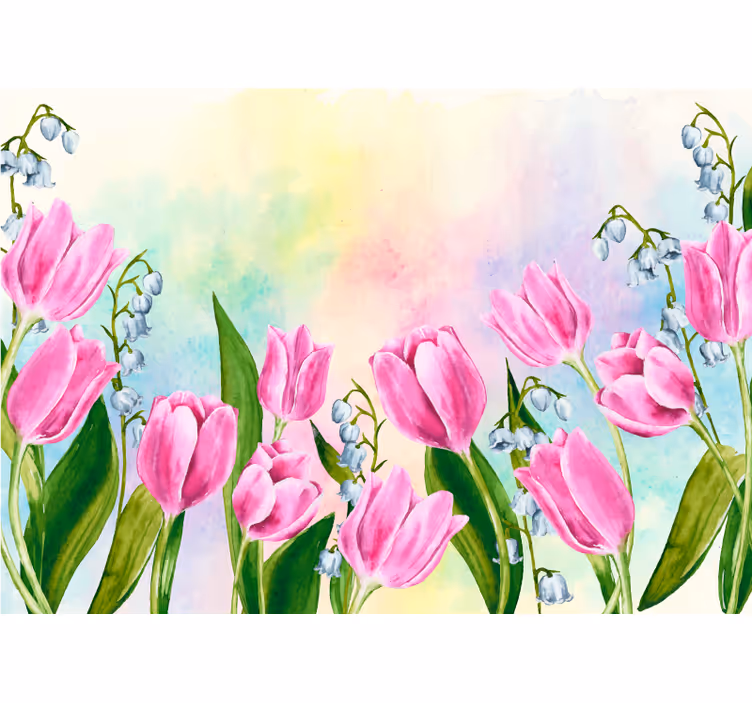 Flower wall mural tulip blossom design - TenStickers