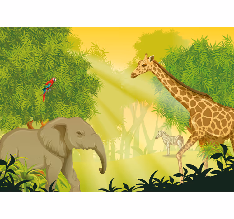 Animals wall mural savanna safari scene - TenStickers