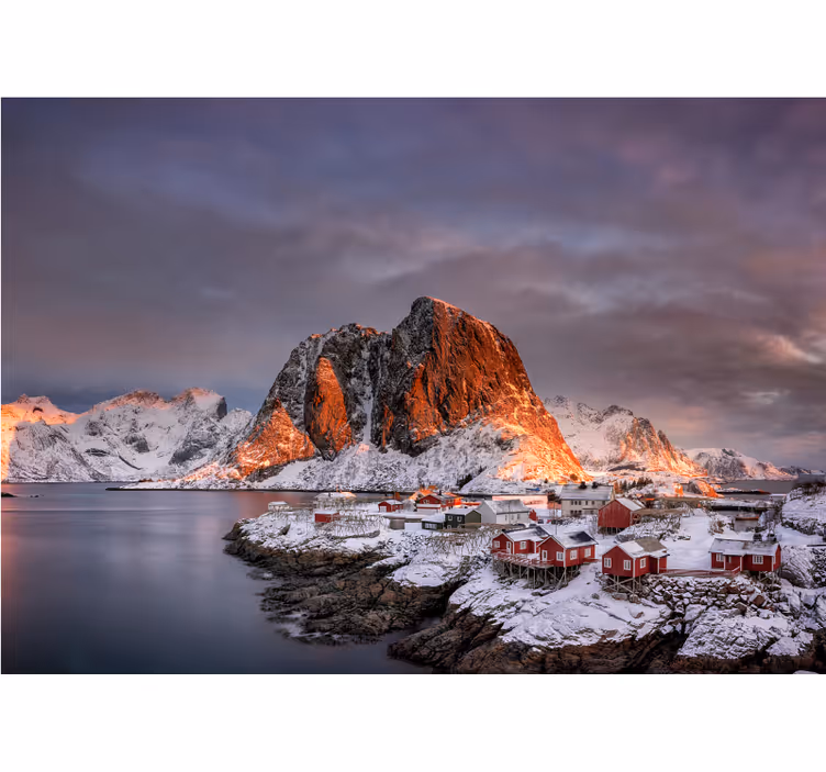 Snowy mountain dusk wall mural mountain - TenStickers