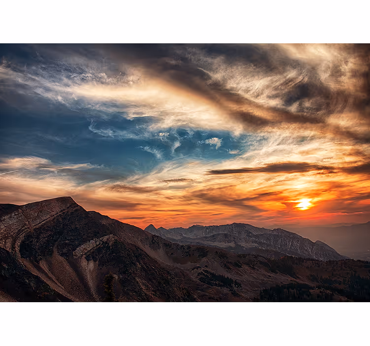 Orange sky and mountains Office Wall Mural - TenStickers