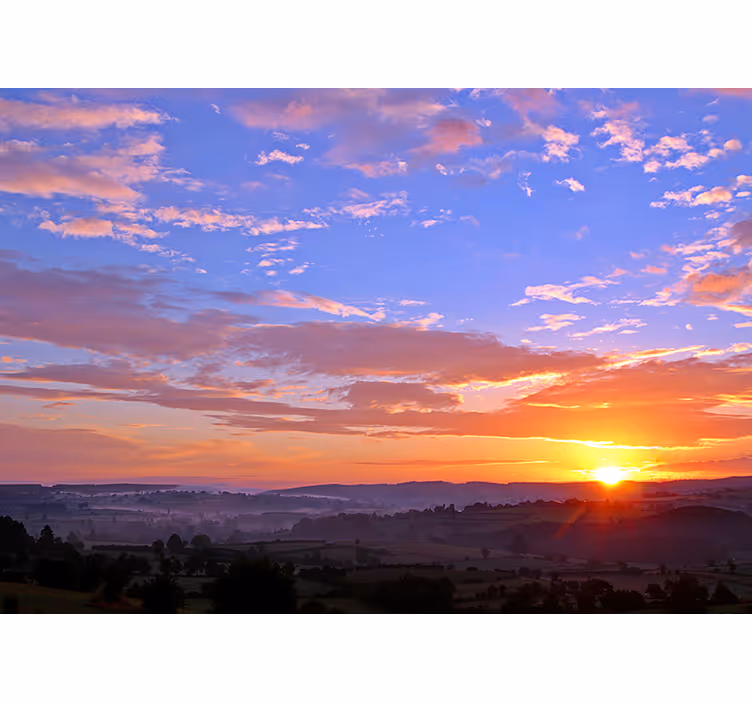 Landscape wall mural sunset over hills - TenStickers