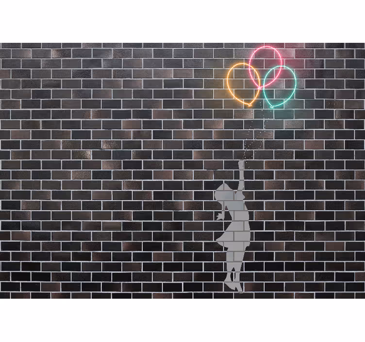 Graffiti wall mural girl reaching balloons - TenStickers