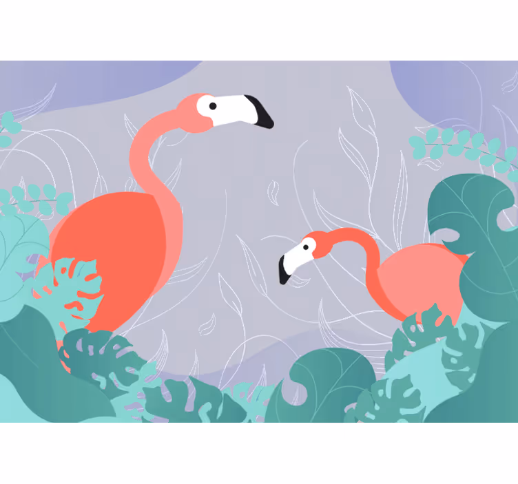 Animals wall mural flamingo family - TenStickers