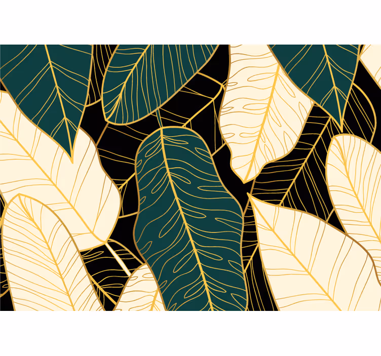 Wall mural nature with stylized leaf patterns - TenStickers