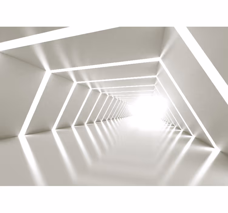 Abstract wall mural illuminated geometric passage - TenStickers