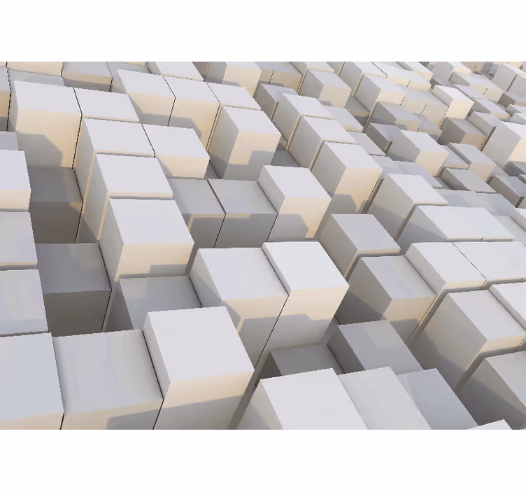 Minimalistic white cubes borders 3D Wall Mural - TenStickers