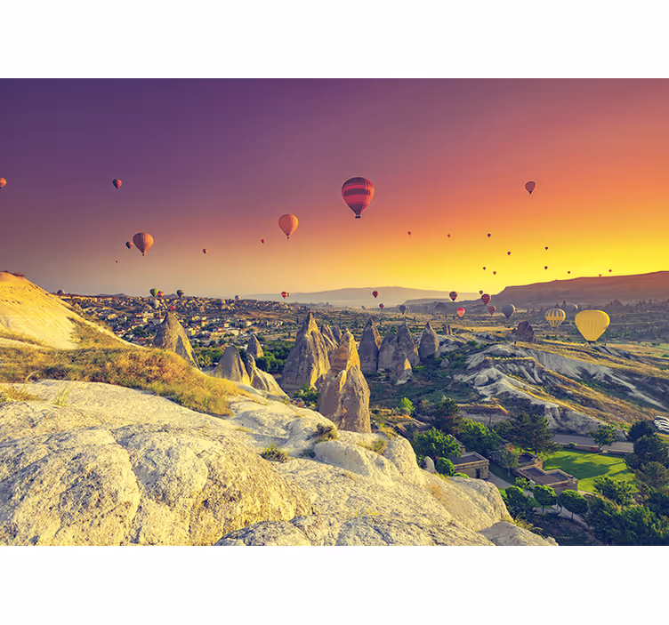Hot air balloons flying over wall Mural - TenStickers