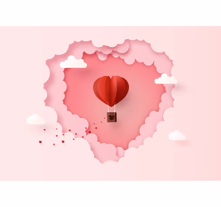 Romantic wall mural heart shaped hot air balloon - TenStickers
