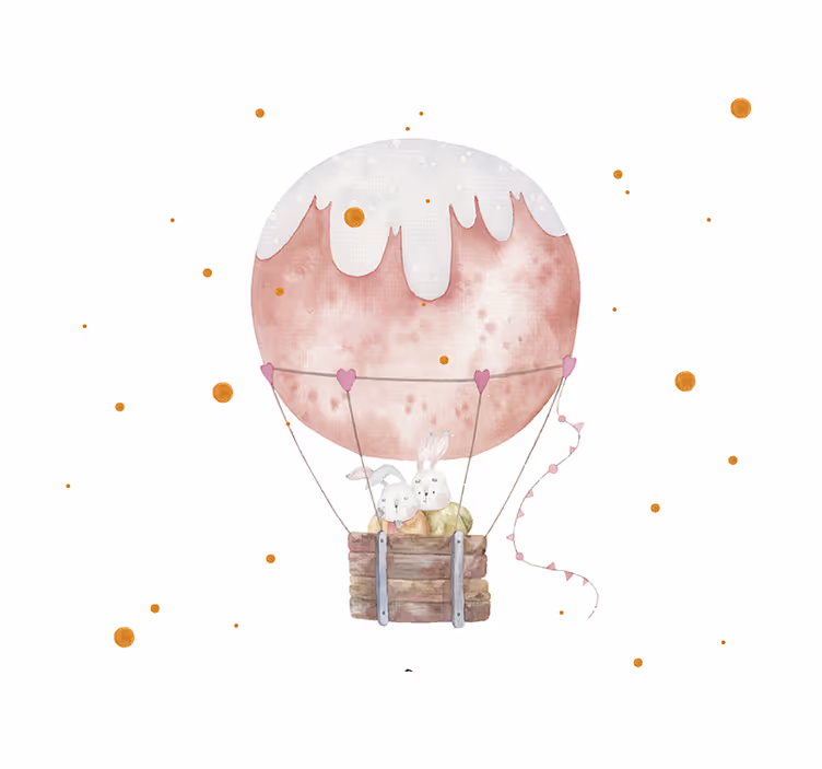 Cute rappits hugging balloon Kids wall Murals - TenStickers